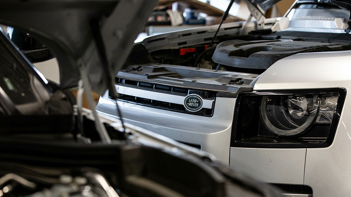 Land Rover vehicle getting an engine rebuild in an