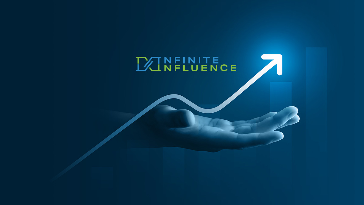 Infinite Influence growth marketing system visual with upward arrow and logo representing business visibility and performance